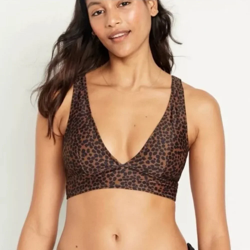 Old Navy Brown And Black Animal Print Bikini Top - Picture 1 of 7